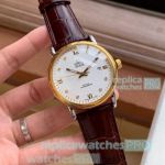 New Style Omega De Ville Automatic Watch - White Dial Brown Leather Strap